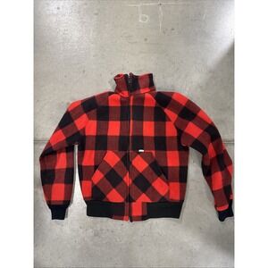 Vintage 90s Carhartt Rugged Wear Buffalo Plaid Fleece Full Zip Jacket Mens L USA